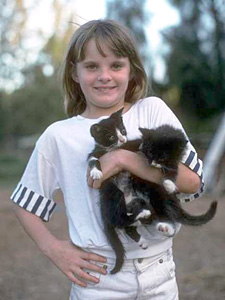 Girl with cats